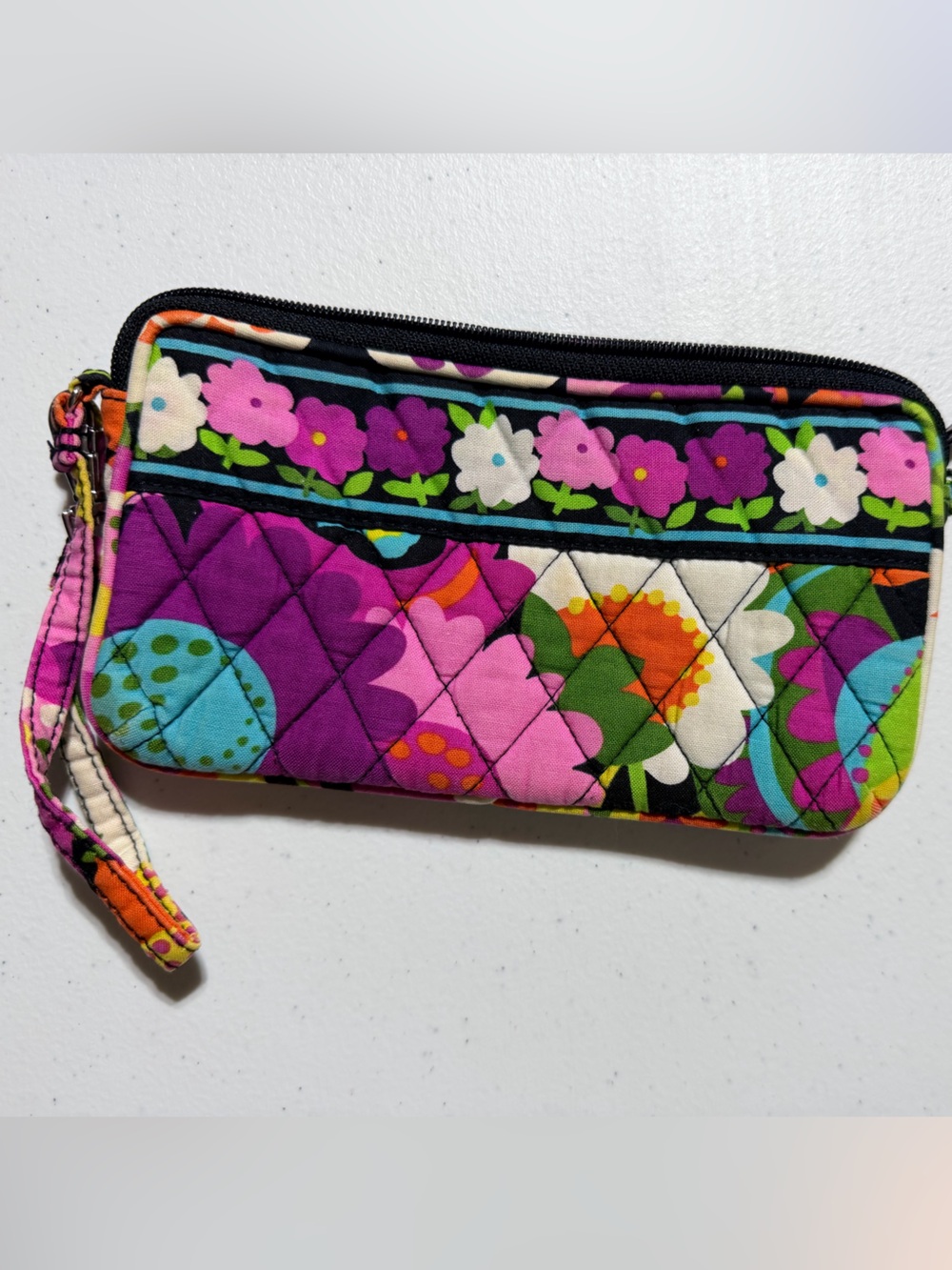 Vera Bradley Quilted Floral Wristlet - Purple, Pink, Green, Black, Blue